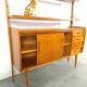 Meuble mural scandinave en teck avec étagères, tiroir et bureau