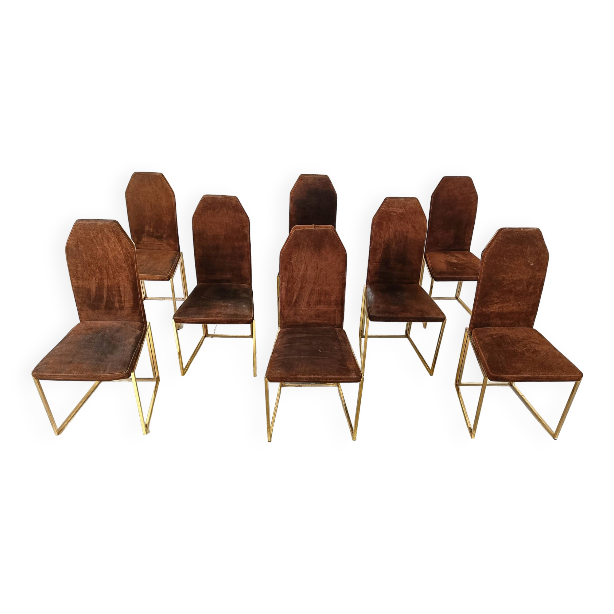 Vintage brass dining chairs by Belgo chrom, 1970s