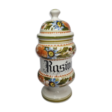 Hand-decorated enamelled ceramic apothecary pot, "Ong. Rasino"