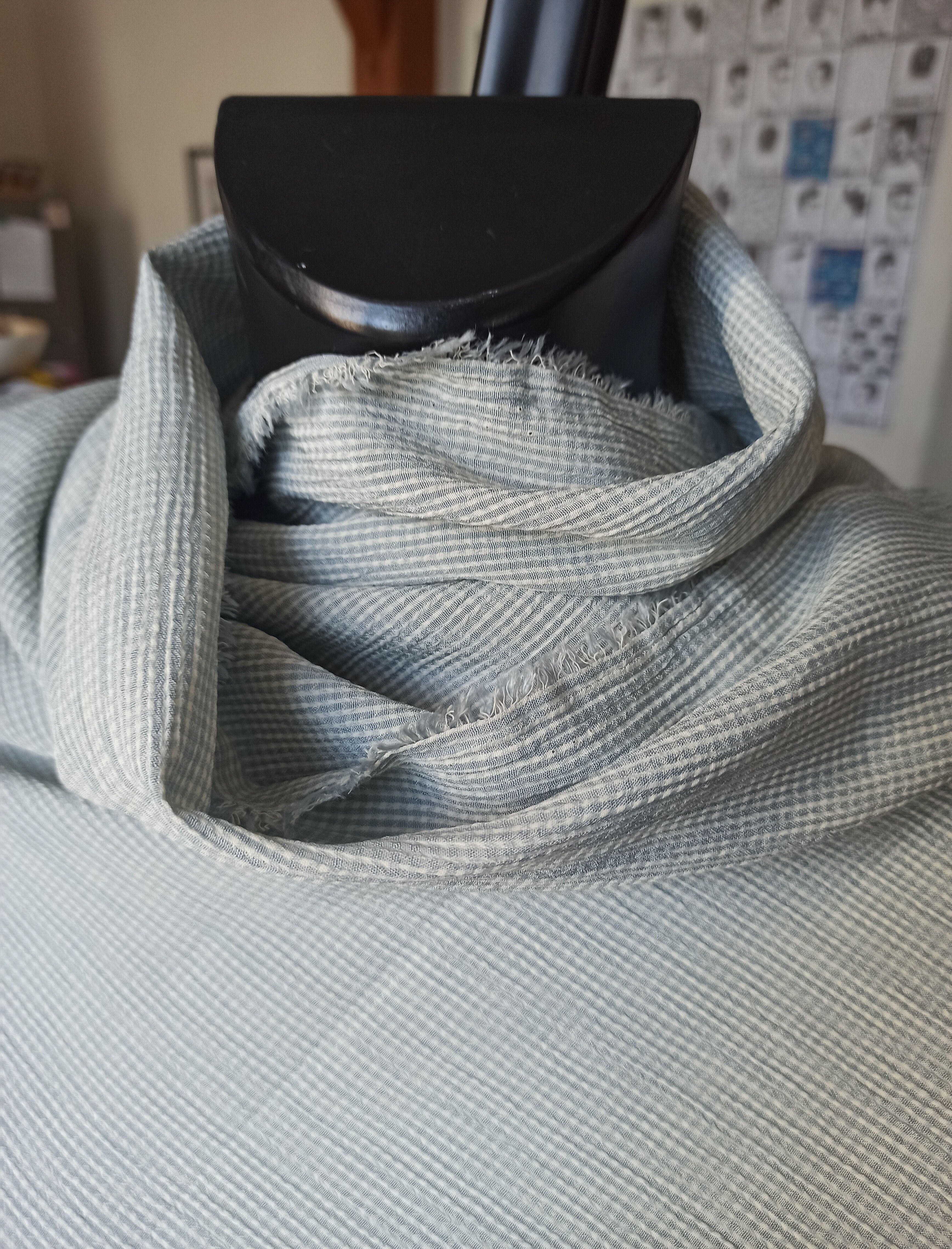 Blue vintage striped fabric