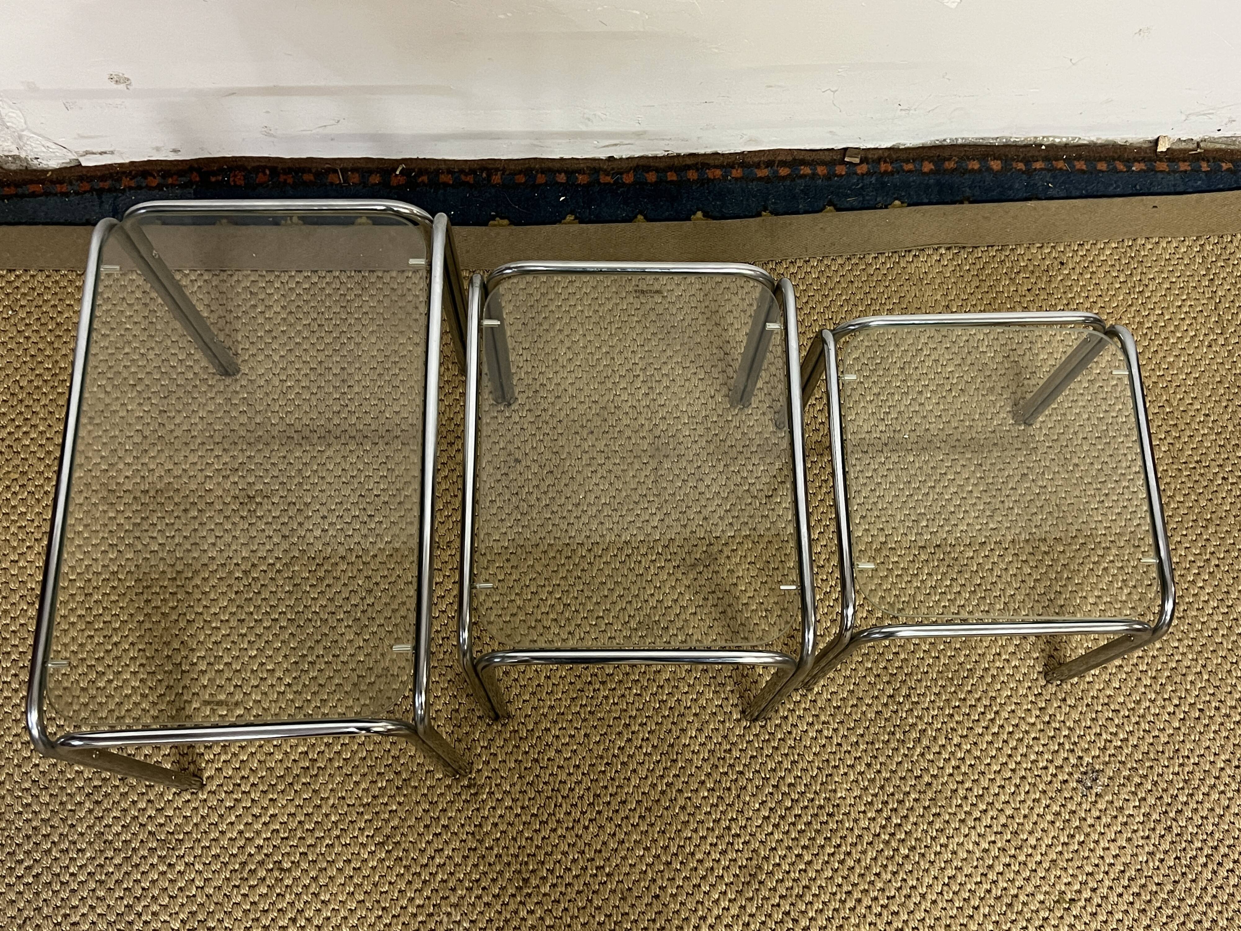 Vintage glass and chrome metal nesting tables