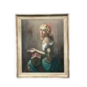 Portrait d'une fille. Huile sur toile.