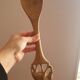 Couverts de service n bois sculpté art populaire vintage