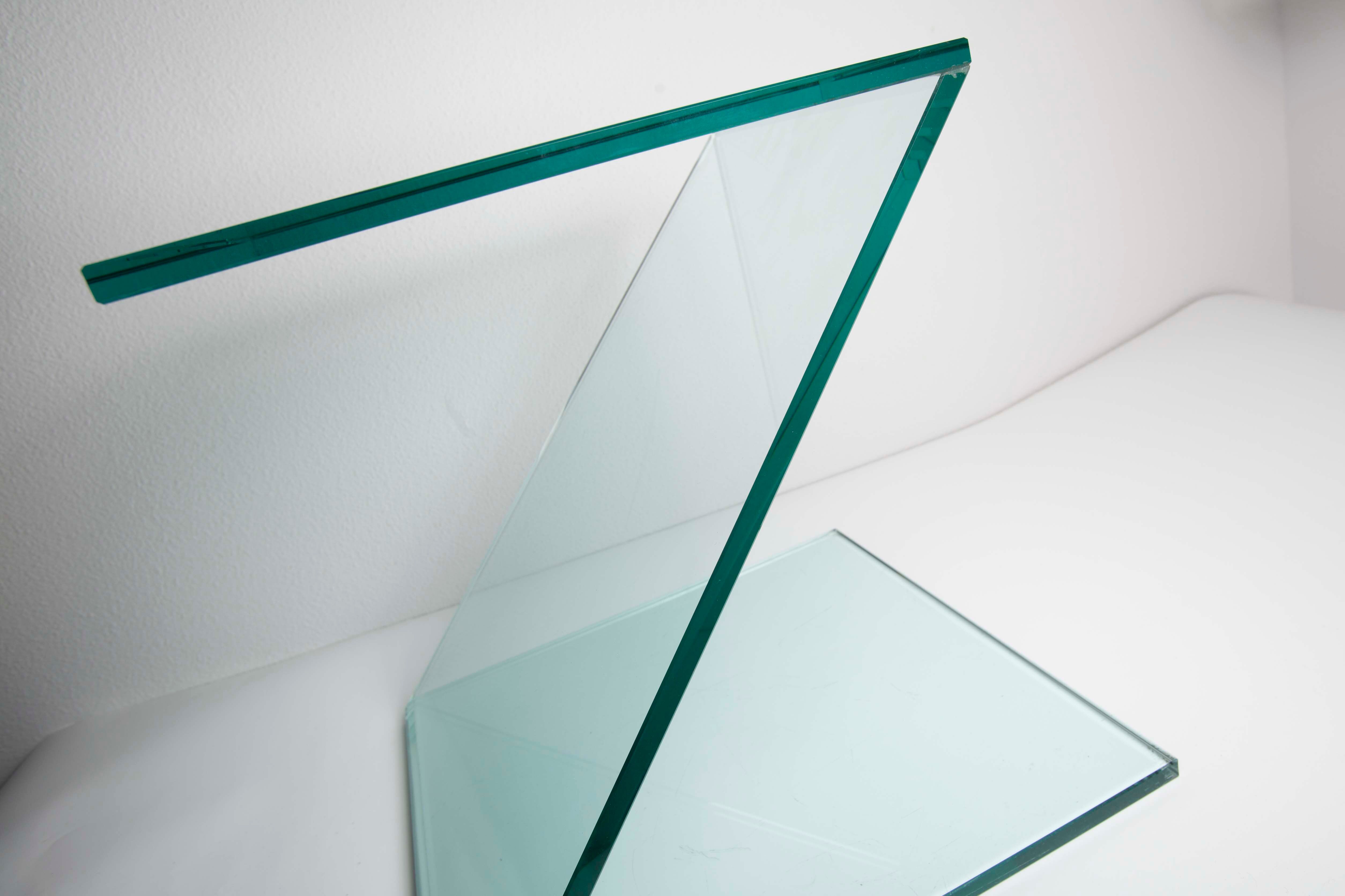 Z-shaped tempered glass side table