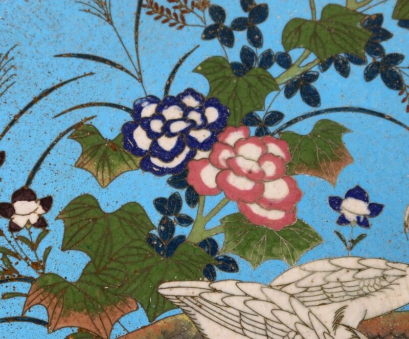 Pair of Round Bronze Dishes and Cloisonné Enamels, Meiji era, Japan – Late nineteenth