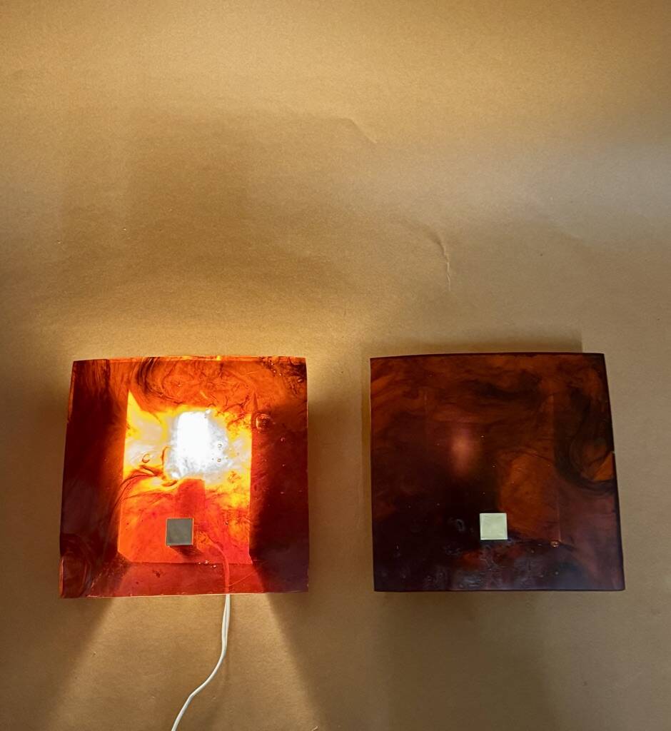 1970s resin wall lamps