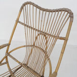 Rohe Noordwolde rattan and metal lounge chair, The Netherlands 1950's