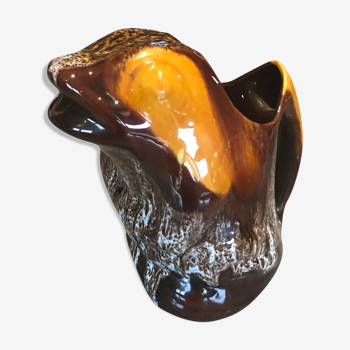 Pitcher in enamelled slurry Vallauris frog shape 18.5 cm