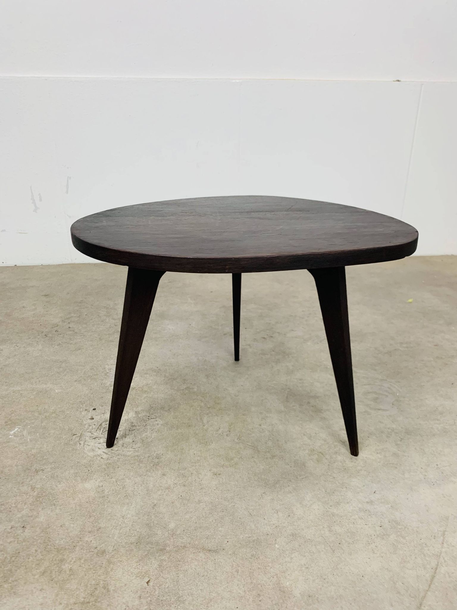 Tripod plant stand with compass feet, wood, 1950s