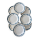 Set of 8 blue ironstone dinner plates Longchamp model Denise.