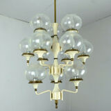 1960s mid century chandelier brass 12 crackle glass shades