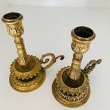 Pair of gilded brass candlesticks