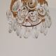 Small brass brutalist chandelier with crystal stamps