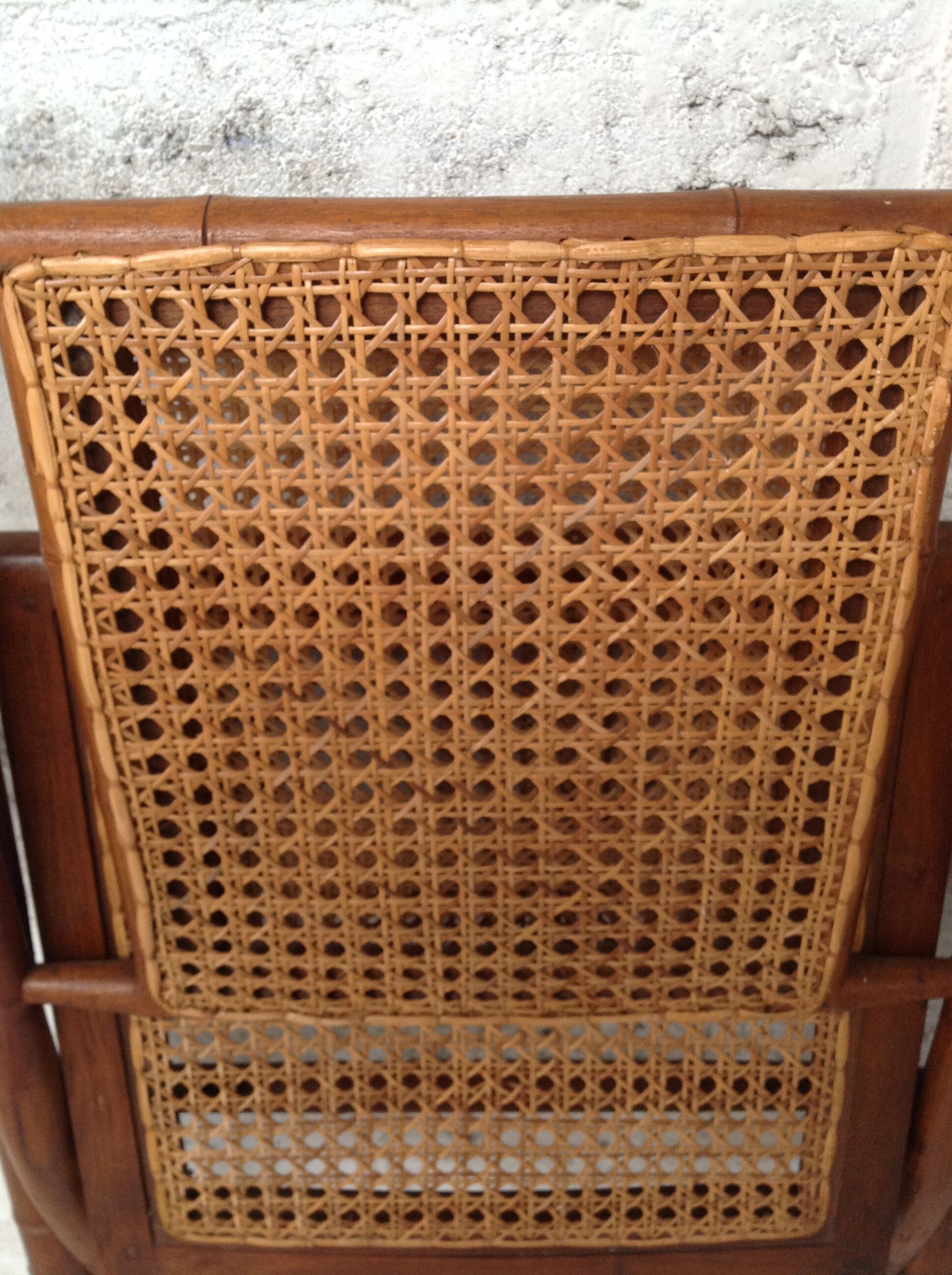 Bamboo folding armchair and caning