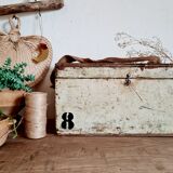 White patinated antique wooden chest
