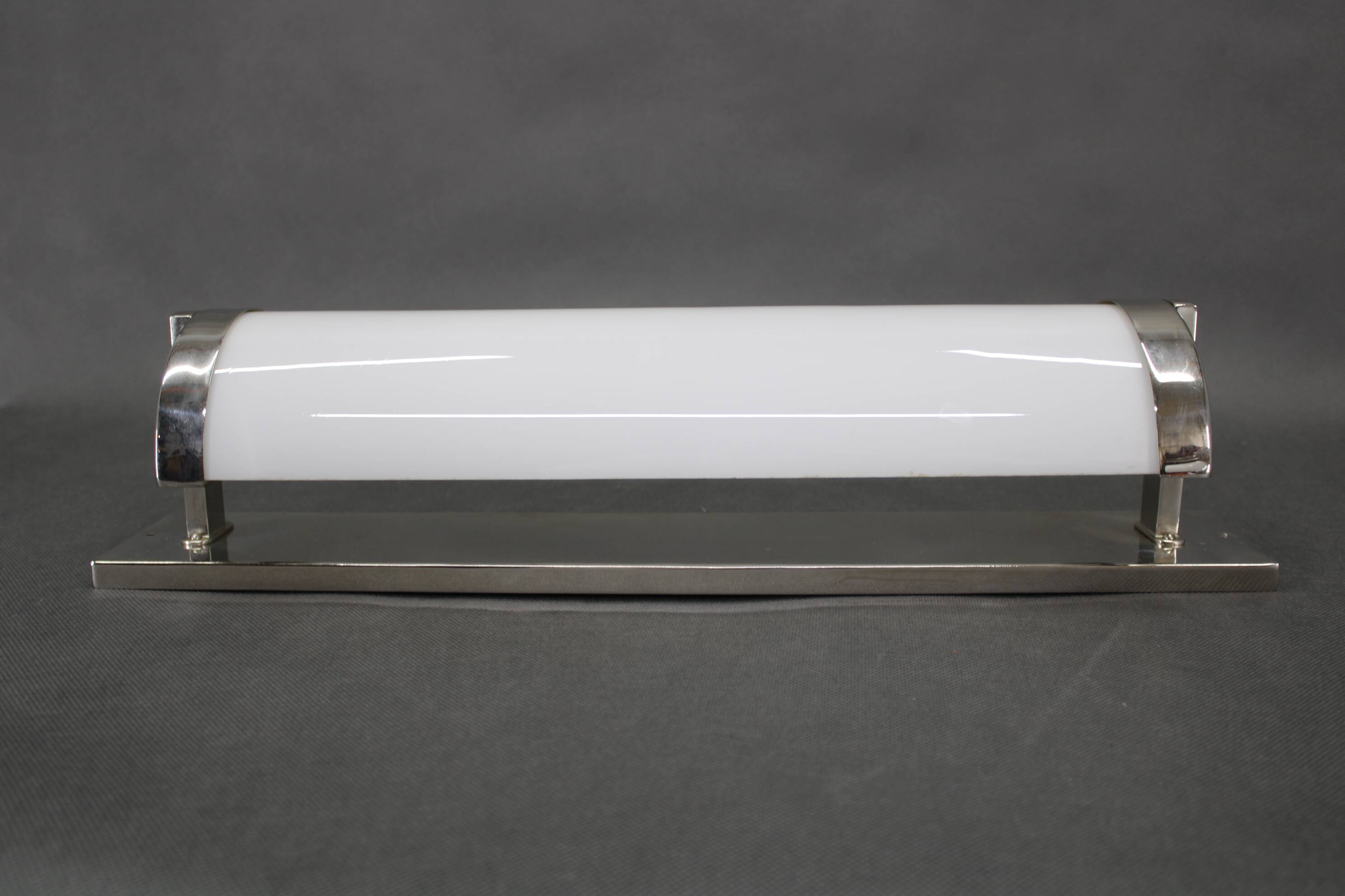 Czechoslovak Art Deco chrome wall light with milk glass, 1930s