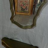 Miroir et console en bois doré