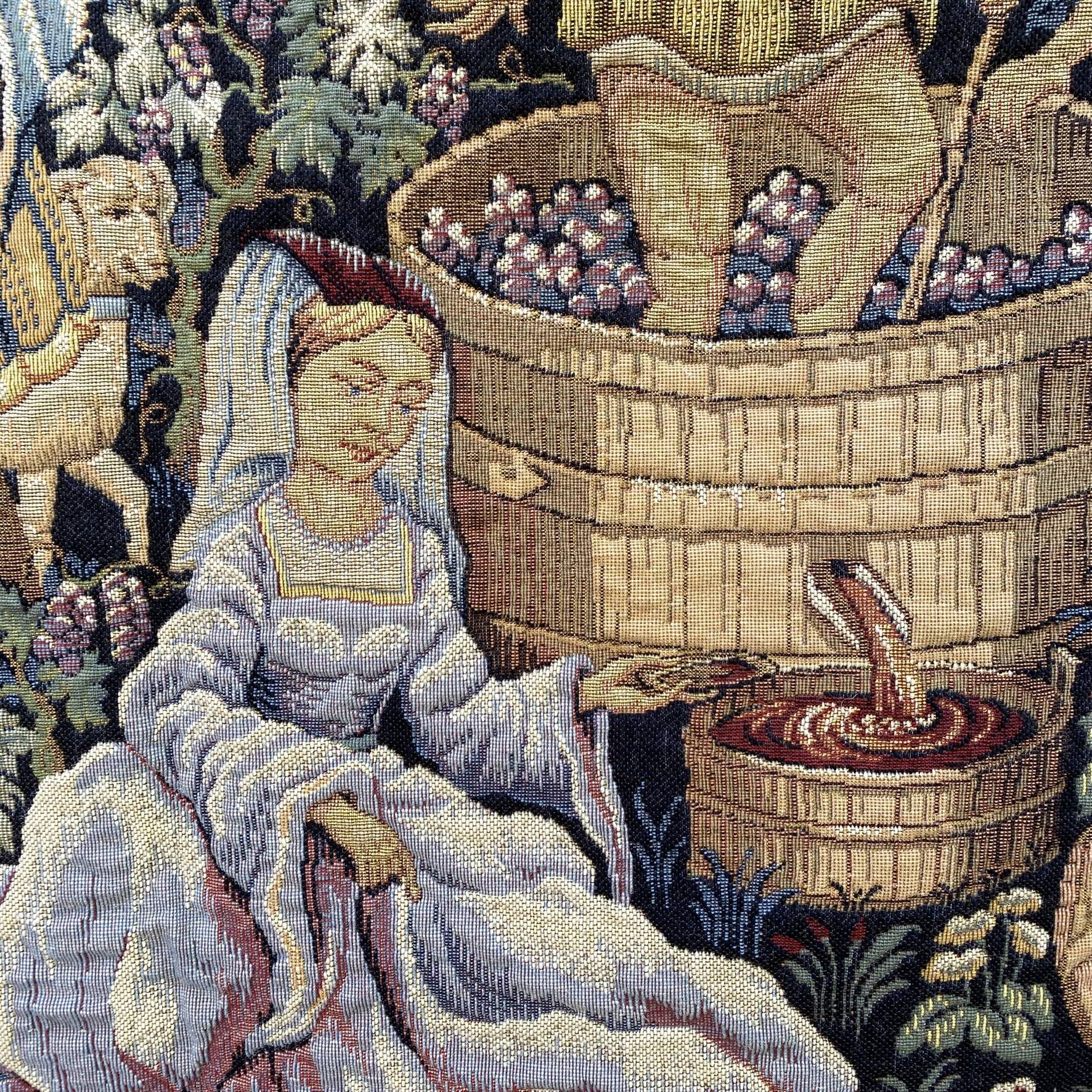 Large Tapestry of Halluin "The Grape Harvest at the Castle", Halluin Stitch