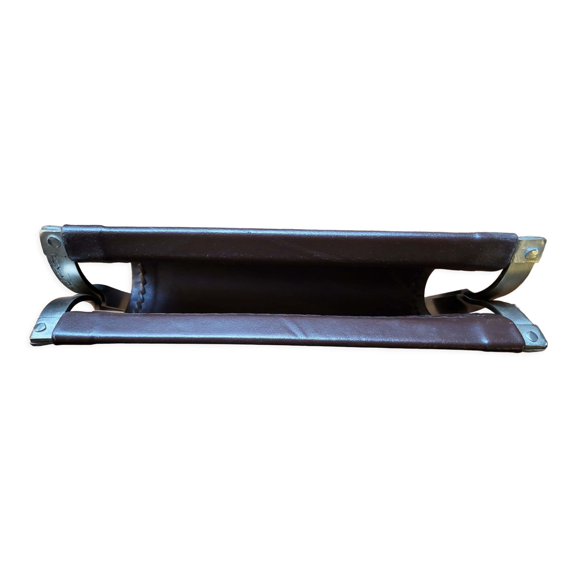 Tabouret pliant en acier et cuir