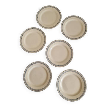 Set of 6 flat ironstone plates, Salins, Vauban model