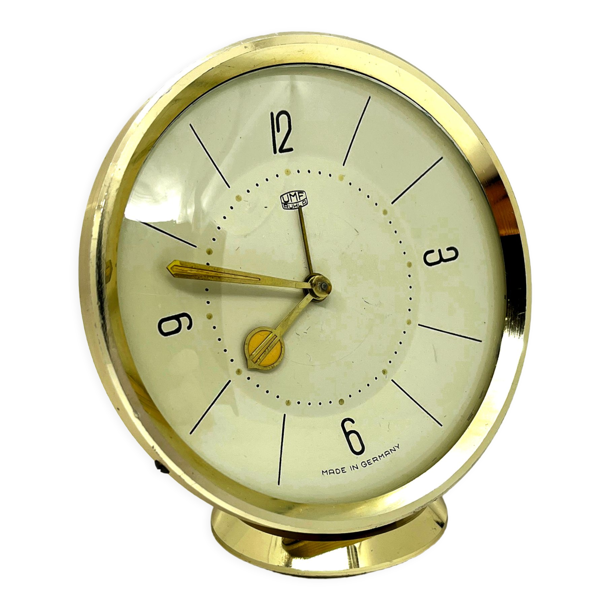 Brass alarm clock, UMF Ruhla, Germany, 1960s