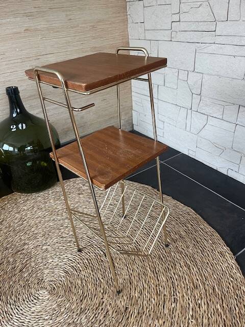 Bolster vintage magazine rack table gold metal