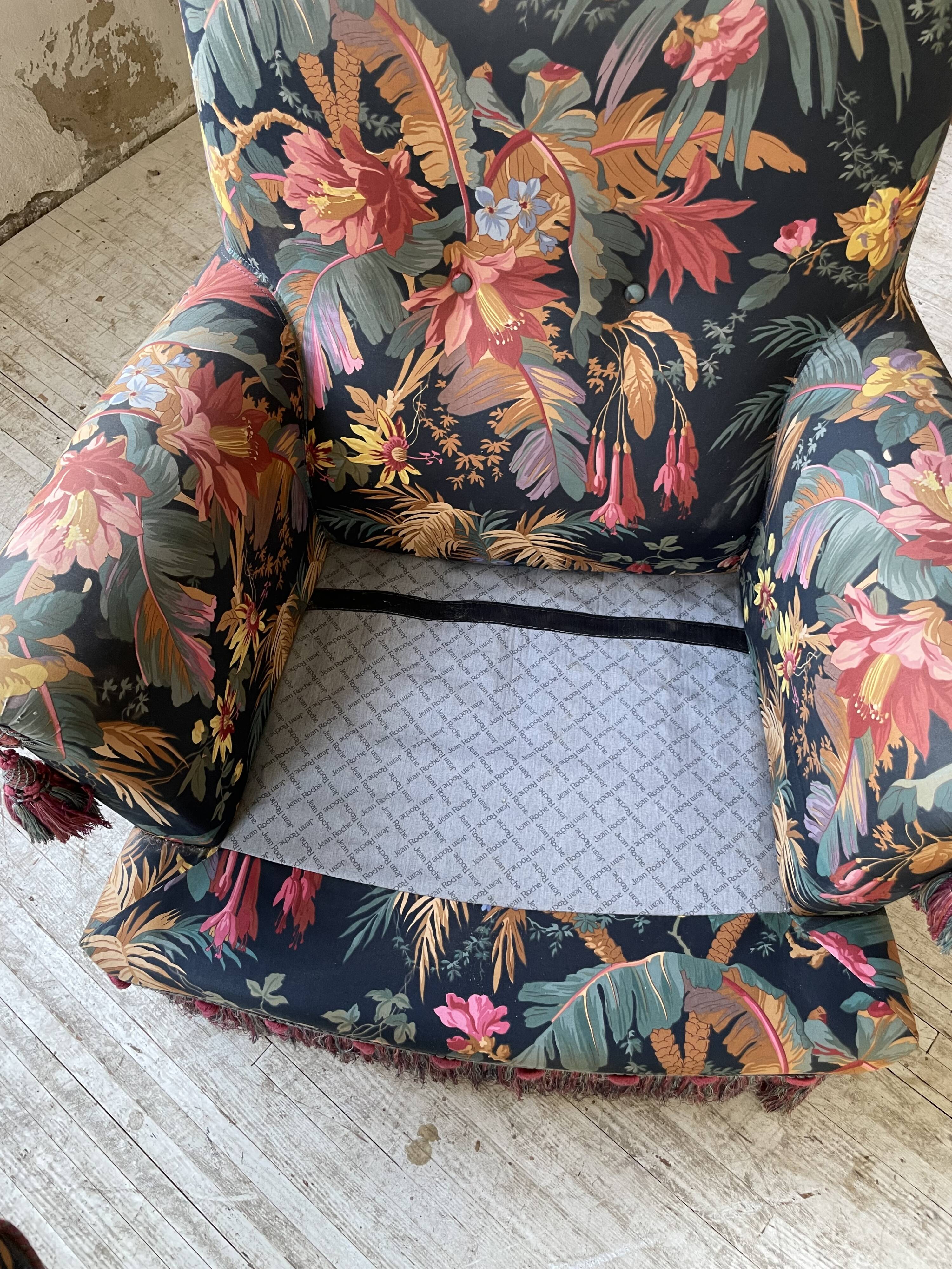 Jean Roche flowered armchair with armrests