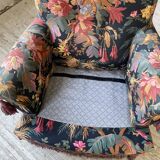 Fauteuil accoudoirs Jean Roche fleuri