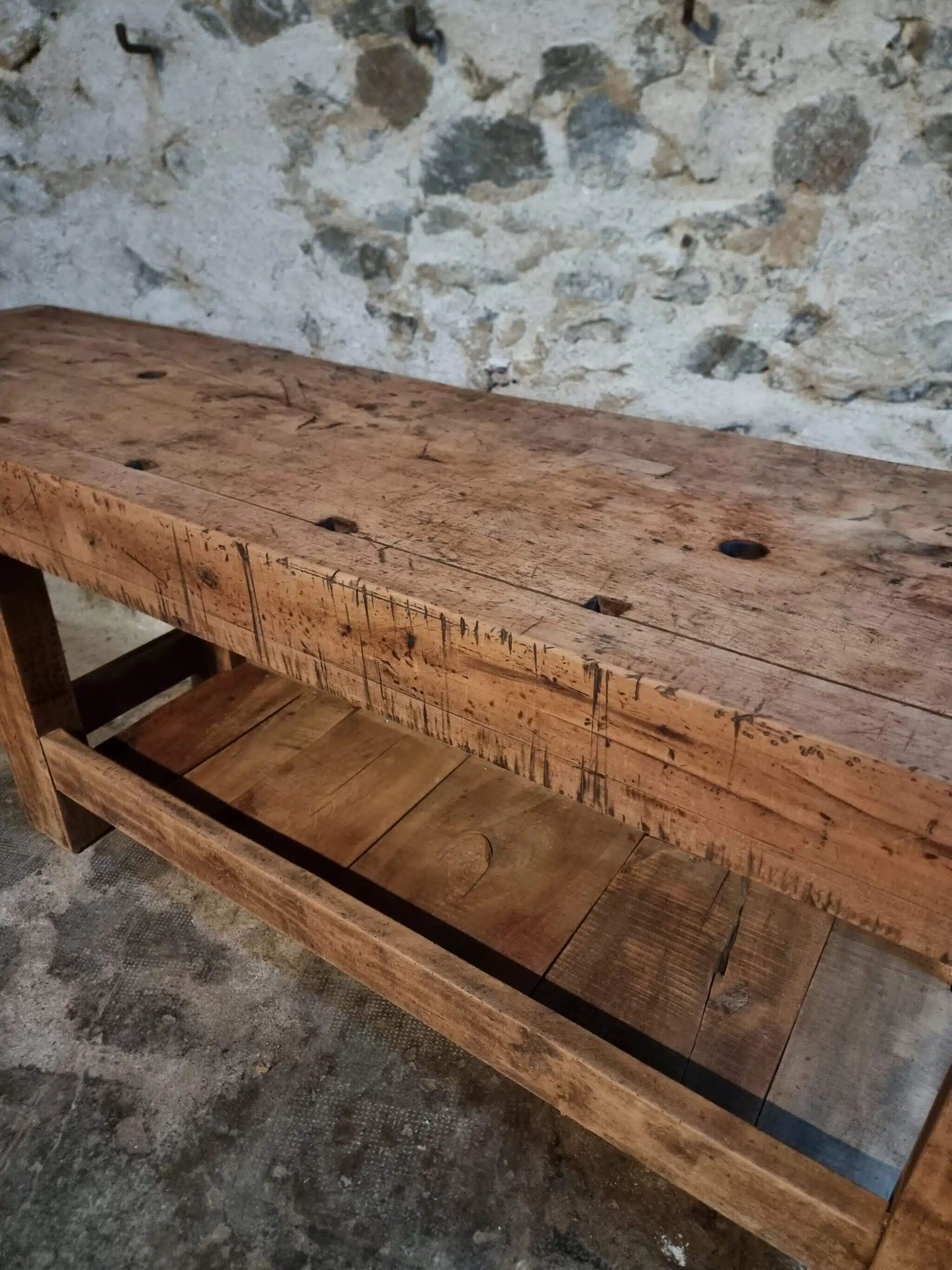 Antique beech table, France early 20th century