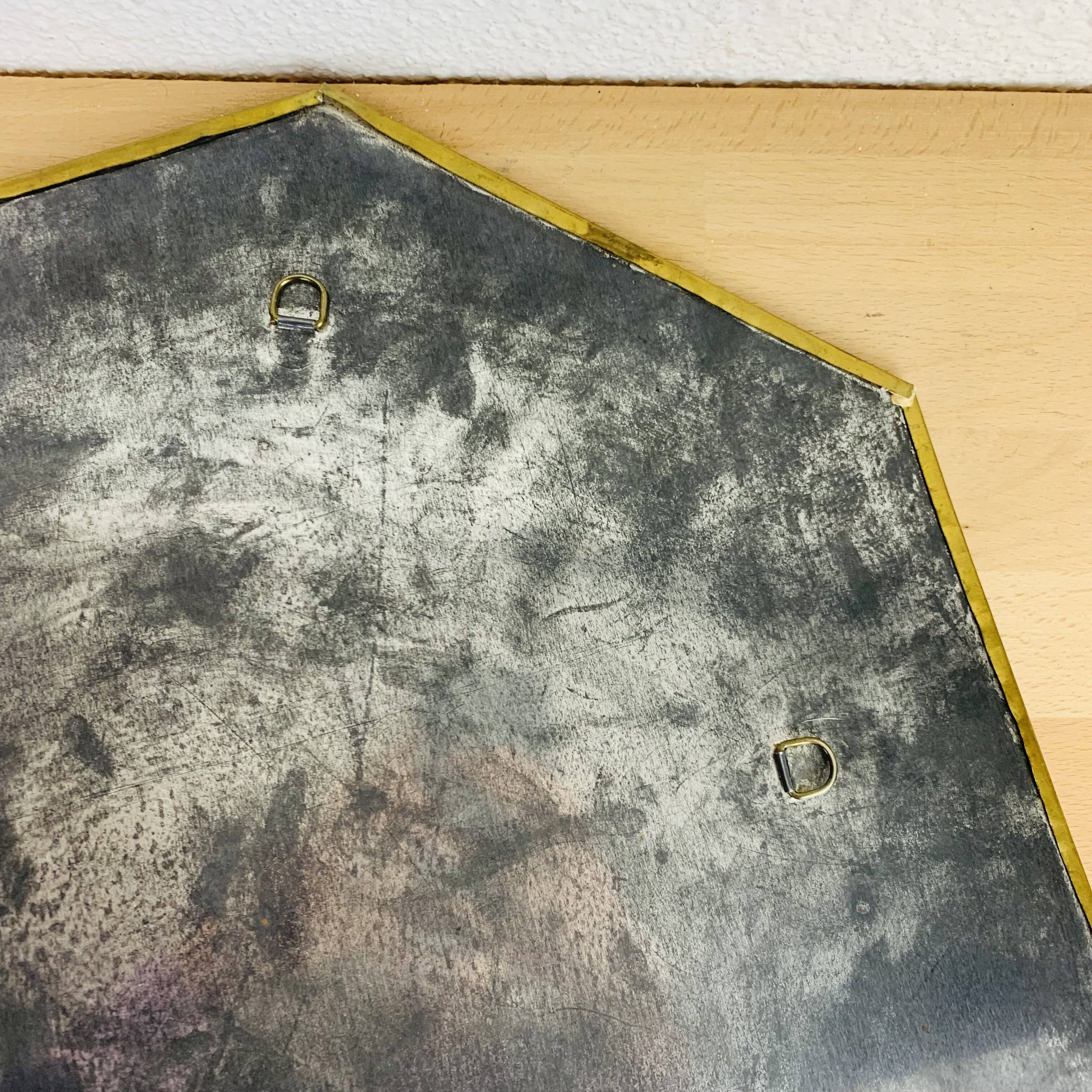 Vintage brass mirror 46 cm