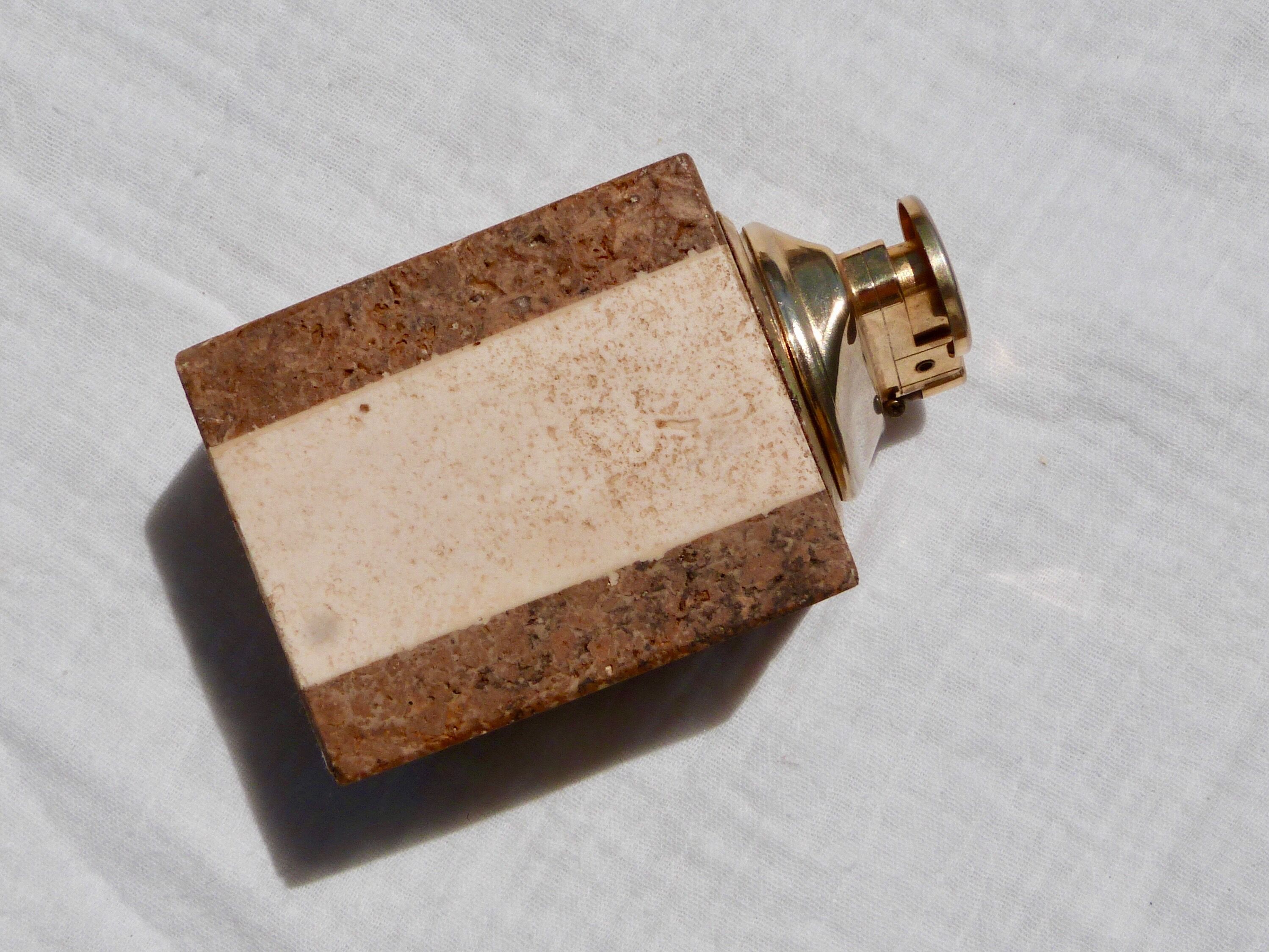 Travertine smoker's set, lighter and ashtray