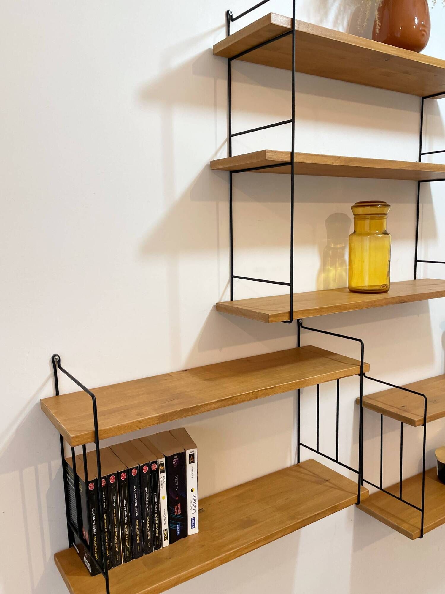 3 String wall shelf modules by WHB, Germany, 1960.