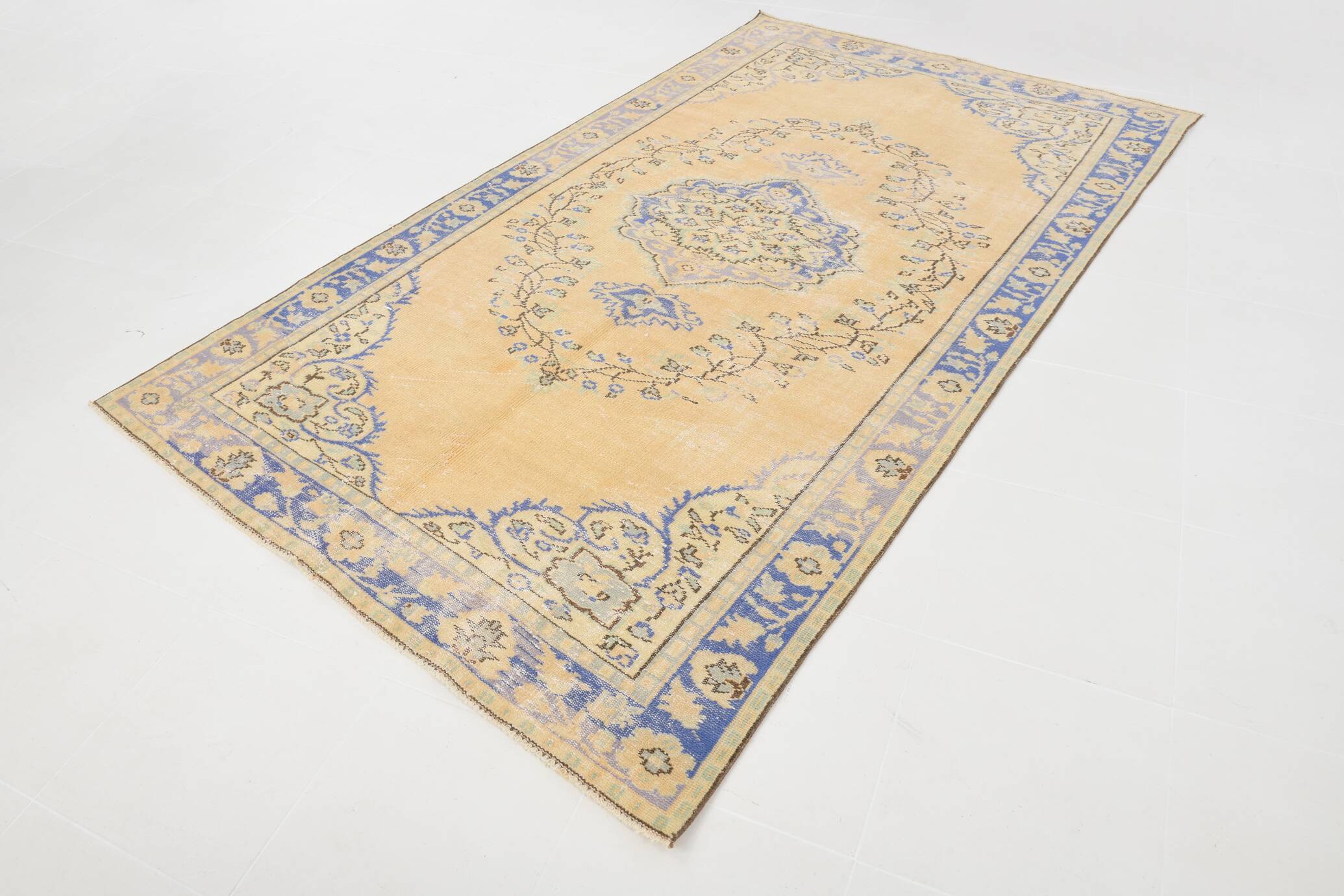 5x8 Rug For Living Room Yellow Blue Vintage Rug, 170x253Cm