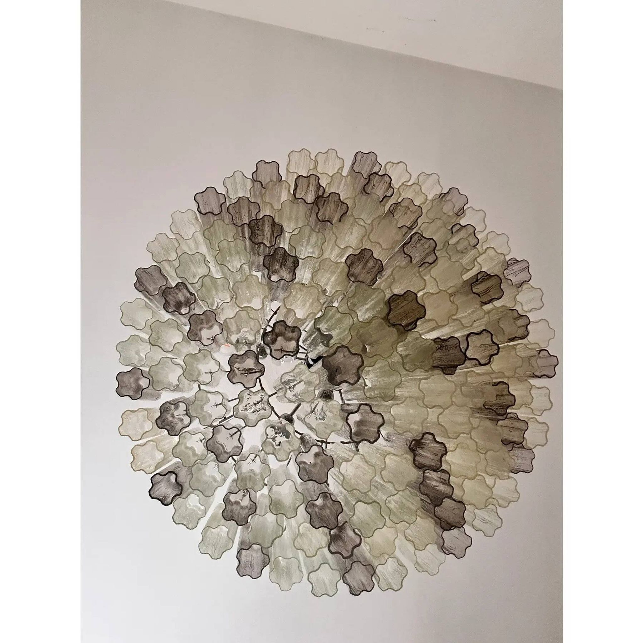 Luxury Huge Champagne E Fumè “Tronchi” Murano Glass Chandelier in Venini Style