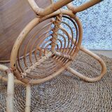 Table basse ronde en rotin vintage