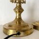 Pair of notary-style lamps in gilded metal