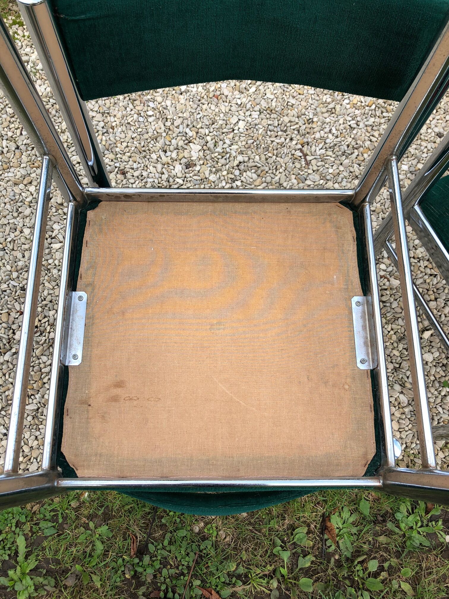Set of 6 metal and velvet chairs 70s