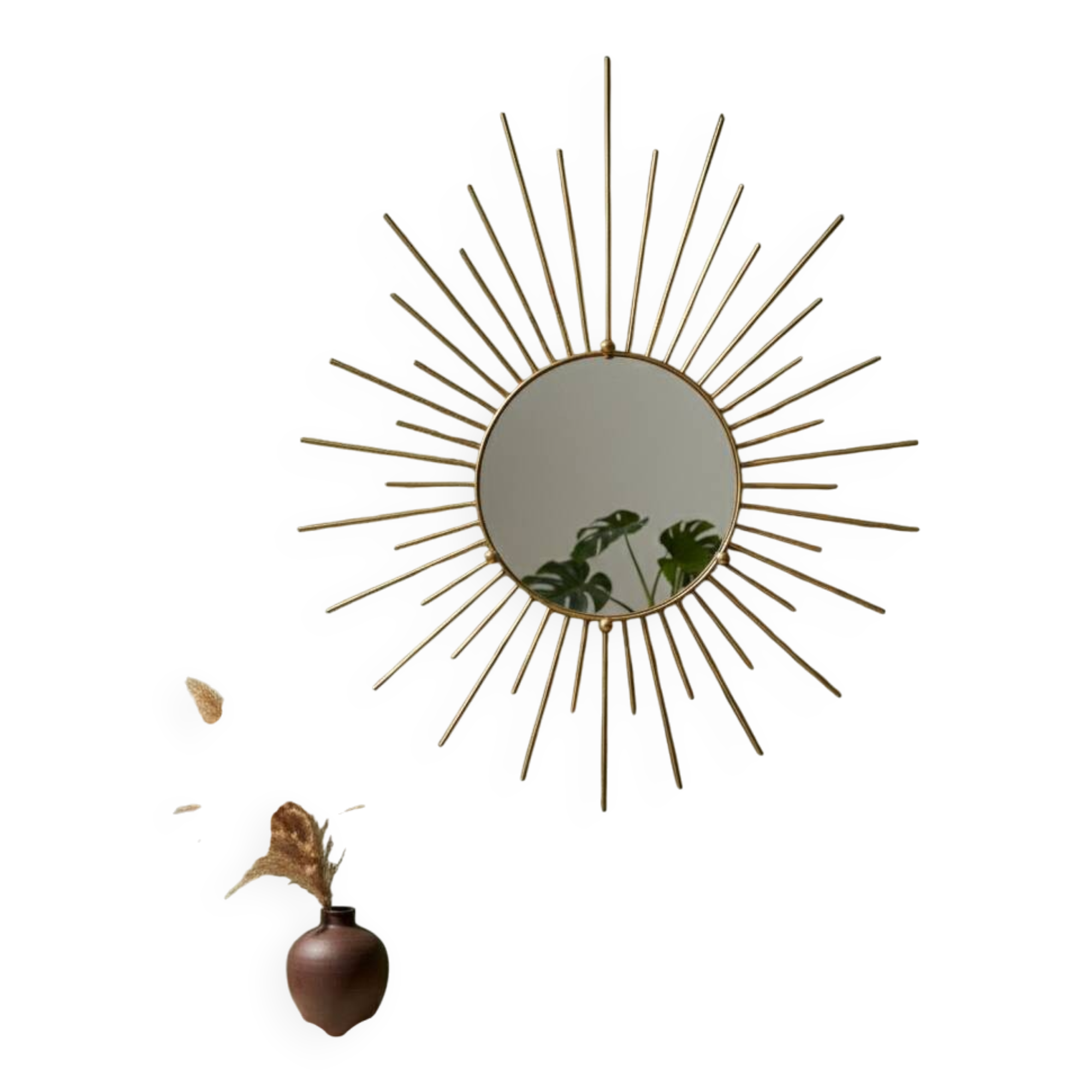 Vintage Brass Sun Mirror – 1950s/60s Design