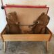 Bench bench-chest vintage 1960-1980's in blond beech and red skaï