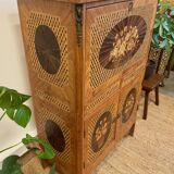 Wooden drop-leaf secretary in Louis XV style – Floral decoration