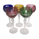 Ensemble de cinq verres à pied en cristal de couleur