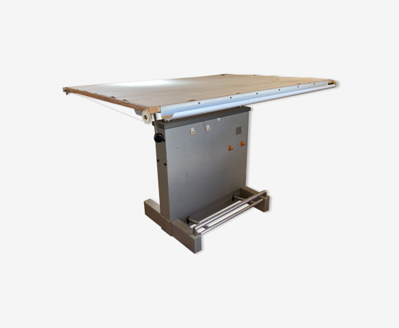Table d'architecte design industriel metal chrome annees 50/60 plateau amovible
