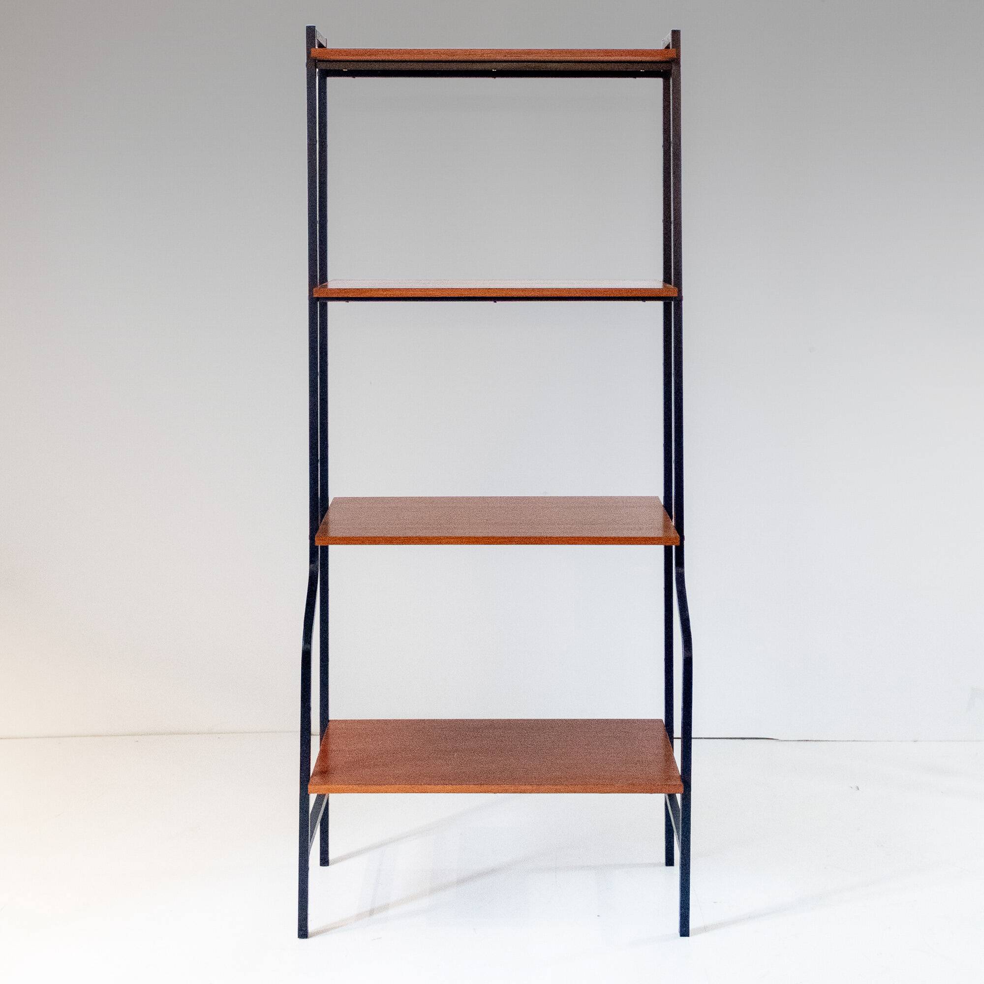 Mid-Century Modern Teak Bookshelf with Iron Frame, Italy, 1960s