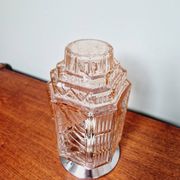 Plafonnier Art Déco Skyscraper en verre transparent rose, années 1920-30