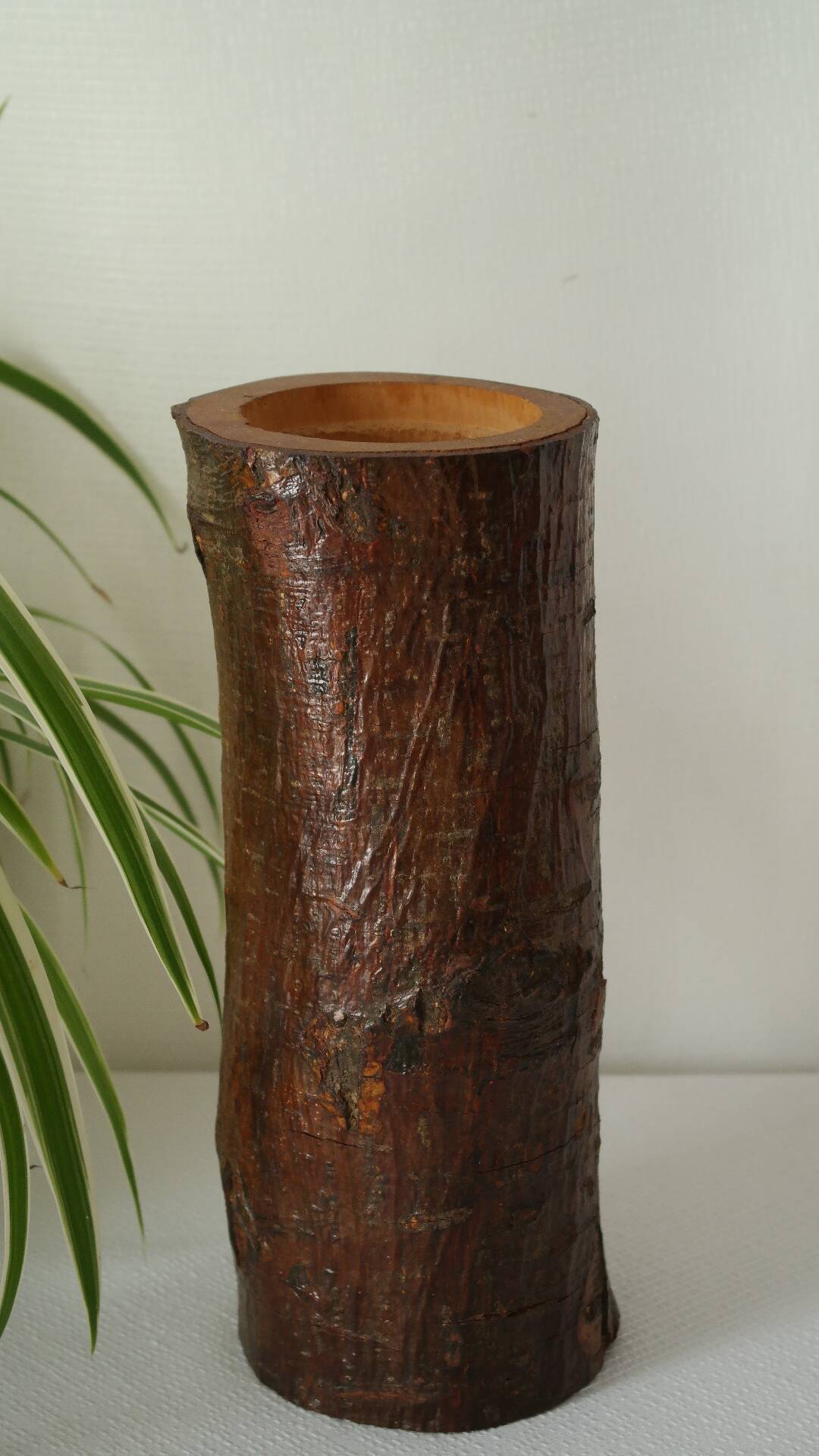 Primitive vintage wooden vase