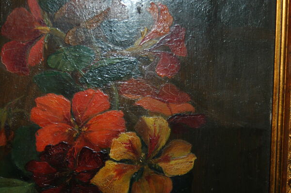 huile sur panneau bouquet de fleur