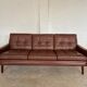 Danish mid-century Svend Skipper cognac 3 person sofa 1960s