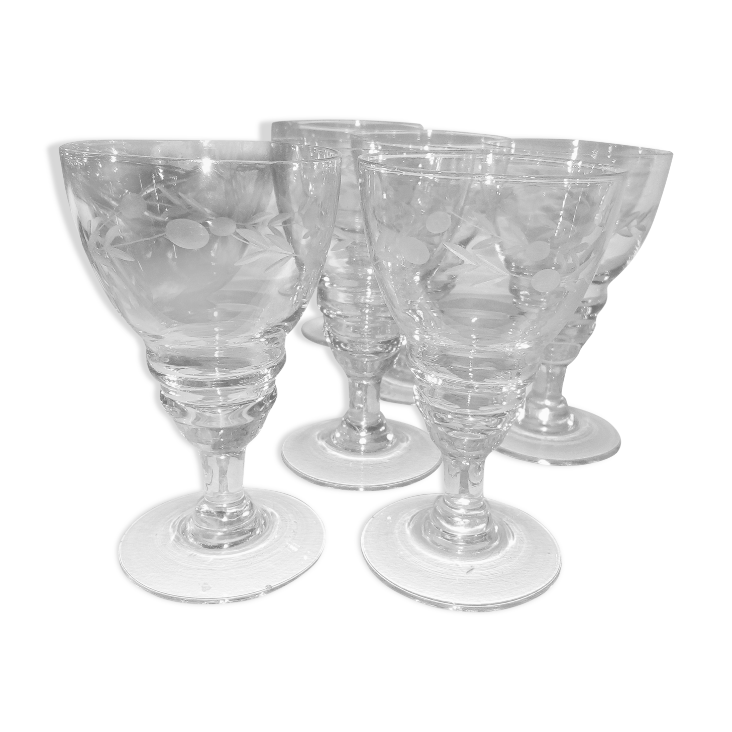 Set of 6 bistro glasses in cut glass