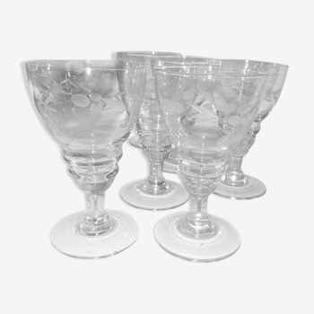 Set of 6 bistro glasses in cut glass