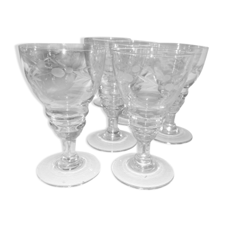 Set of 6 bistro glasses in cut glass